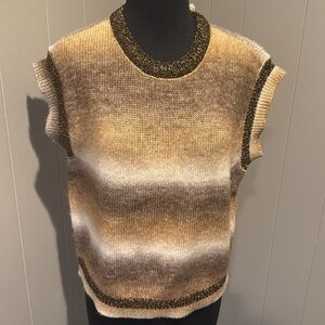 Marled gradient shades of brown Brown Spacedye sweater knit vest. Sparkle edge.